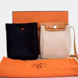 Pre Owned Hermes Herbag TPM Beige Toile Canvas Top Handle Bag
