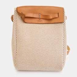 Pre Owned Hermes Herbag TPM Beige Toile Canvas Top Handle Bag