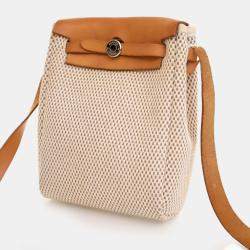 Pre Owned Hermes Herbag TPM Beige Toile Canvas Top Handle Bag