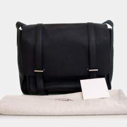 Pre Owned حقيبة مراسل هيرميس ستيف كابورال جلد توريلون كليمونس سوداء