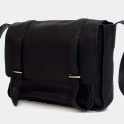 Pre Owned حقيبة مراسل هيرميس ستيف كابورال جلد توريلون كليمونس سوداء