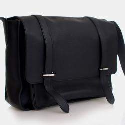 Pre Owned حقيبة مراسل هيرميس ستيف كابورال جلد توريلون كليمونس سوداء