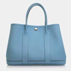 مملوكة مسبقًا Hermes Garden Party 30 Bleu Du Nord Negonda Calfskin Leather Tote Bag