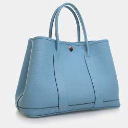 مملوكة مسبقًا Hermes Garden Party 30 Bleu Du Nord Negonda Calfskin Leather Tote Bag