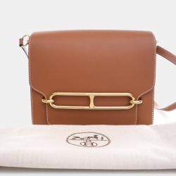 Pre Owned Hermes Roulis 23 Gold Evercolor Calfskin Leather Shoulder Bag