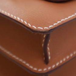 Pre Owned Hermes Roulis 23 Gold Evercolor Calfskin Leather Shoulder Bag