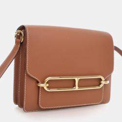 Pre Owned Hermes Roulis 23 Gold Evercolor Calfskin Leather Shoulder Bag