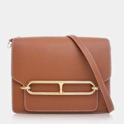 Pre Owned Hermes Roulis 23 Gold Evercolor Calfskin Leather Shoulder Bag