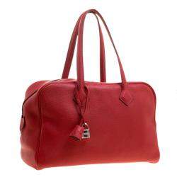 Pre Owned Hermes Rougue Garance Togo Leather Victoria II Bag