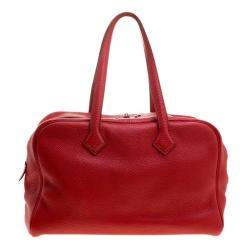 Pre Owned Hermes Rougue Garance Togo Leather Victoria II Bag