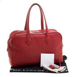 Pre Owned Hermes Rougue Garance Togo Leather Victoria II Bag