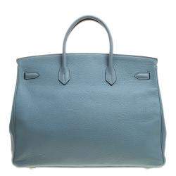 Hermes Ciel Taurillon Clemence Leather Palladium Hardware Birkin 40 Bag