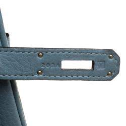 Hermes Ciel Taurillon Clemence Leather Palladium Hardware Birkin 40 Bag