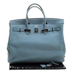 Hermes Ciel Taurillon Clemence Leather Palladium Hardware Birkin 40 Bag