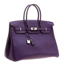 Hermes Ultraviolet Togo Leather Palladium Hardware Birkin 35 Bag