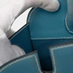مملوكة مسبقًا حقيبة هيرمس دالفي 30 جلد العجل الأزرق بوكس