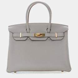 Pre Owned Hermes Gris Perle Togo Birkin 30