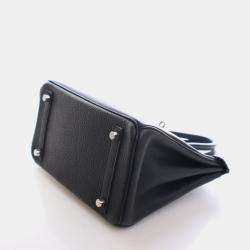 Pre Owned Hermes Birkin 25 Black Togo Calfskin Leather Top Handle Bag