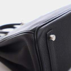 Pre Owned Hermes Birkin 25 Black Togo Calfskin Leather Top Handle Bag