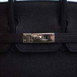 Pre Owned Hermes Birkin 25 Black Togo Calfskin Leather Top Handle Bag