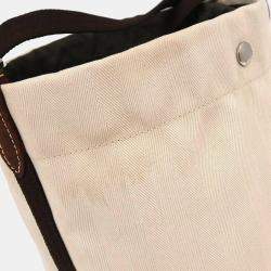 Pre Owned Hermes Beige Toile Chevron Sac de Pansage Bucket Shoulder Bag
