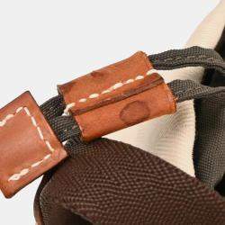 Pre Owned Hermes Beige Toile Chevron Sac de Pansage Bucket Shoulder Bag