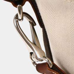 Pre Owned Hermes Beige Toile Chevron Sac de Pansage Bucket Shoulder Bag