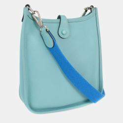 Pre Owned Hermes Evelyne 16 Blue Atoll Epsom Calfskin Leather Shoulder Bag