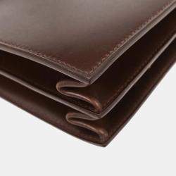 Pre Owned Hermes Sac a Depeches 38 Brown Box Calfskin Leather Briefcase Bag