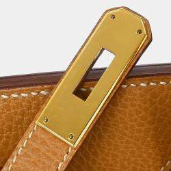 Pre Owned Hermes Natural Sable Ardennes Haut a Courroies 32 Handbag