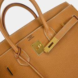 Pre Owned Hermes Natural Sable Ardennes Haut a Courroies 32 Handbag