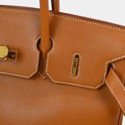 Pre Owned Hermes Birkin 35 Gold Gulliver Leather Top Handle Bag