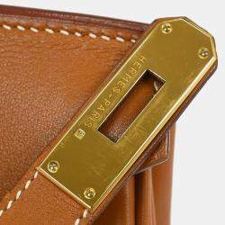 Pre Owned Hermes Birkin 35 Gold Gulliver Leather Top Handle Bag