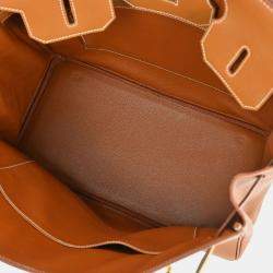 Pre Owned Hermes Birkin 35 Gold Gulliver Leather Top Handle Bag