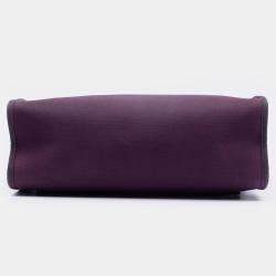 Pre Owned Hermes Brown Purple Toile Herbag Zip 31