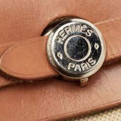 Pre Owned Hermes Herbag 31 Ecru/Natural Toile Canvas and Vache Leather Bag