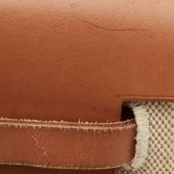 Pre Owned Hermes Herbag 31 Ecru/Natural Toile Canvas and Vache Leather Bag