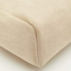 Pre Owned Hermes Herbag 31 Ecru/Natural Toile Canvas and Vache Leather Bag