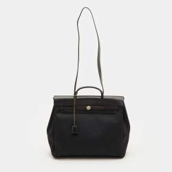 Pre Owned حقيبة هيرمس هيرباغ 39 توال أسود وقماش جلد فاش