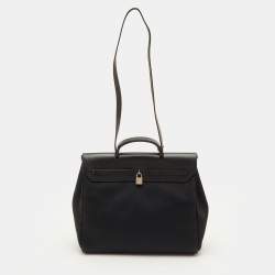 Pre Owned حقيبة هيرمس هيرباغ 39 توال أسود وقماش جلد فاش