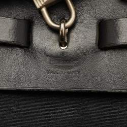 Pre Owned حقيبة هيرمس هيرباغ 39 توال أسود وقماش جلد فاش