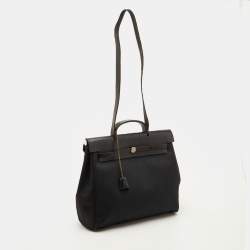 Pre Owned حقيبة هيرمس هيرباغ 39 توال أسود وقماش جلد فاش