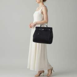 Pre Owned حقيبة هيرمس هيرباغ 39 توال أسود وقماش جلد فاش