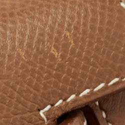 Pre Owned Hermes Kelly Sellier 28 Gold Finish Gold Courchevel Leather Top Handle Bag