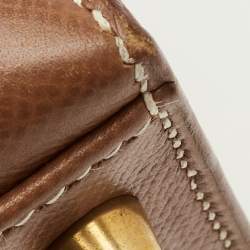 Pre Owned Hermes Kelly Sellier 28 Gold Finish Gold Courchevel Leather Top Handle Bag