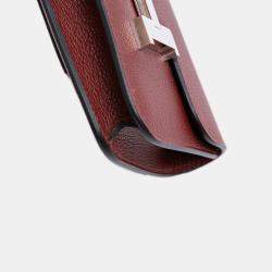 Pre Owned Hermes Pink Red Clemence Constance Slim Wallet