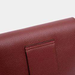 Pre Owned Hermes Pink Red Clemence Constance Slim Wallet