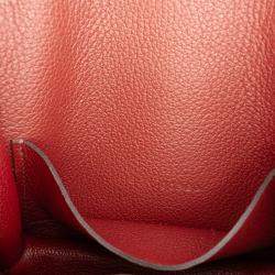 Pre Owned Hermes Pink Red Clemence Constance Slim Wallet