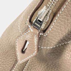 Pre Owned Hermes Bolide 31 2-Way Bag Shoulder Tote Handbag Taurillon Clemence Leather Etoupe Gray
