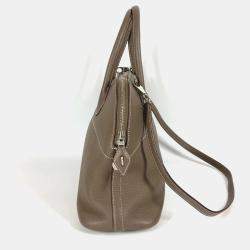 Pre Owned Hermes Bolide 31 2-Way Bag Shoulder Tote Handbag Taurillon Clemence Leather Etoupe Gray